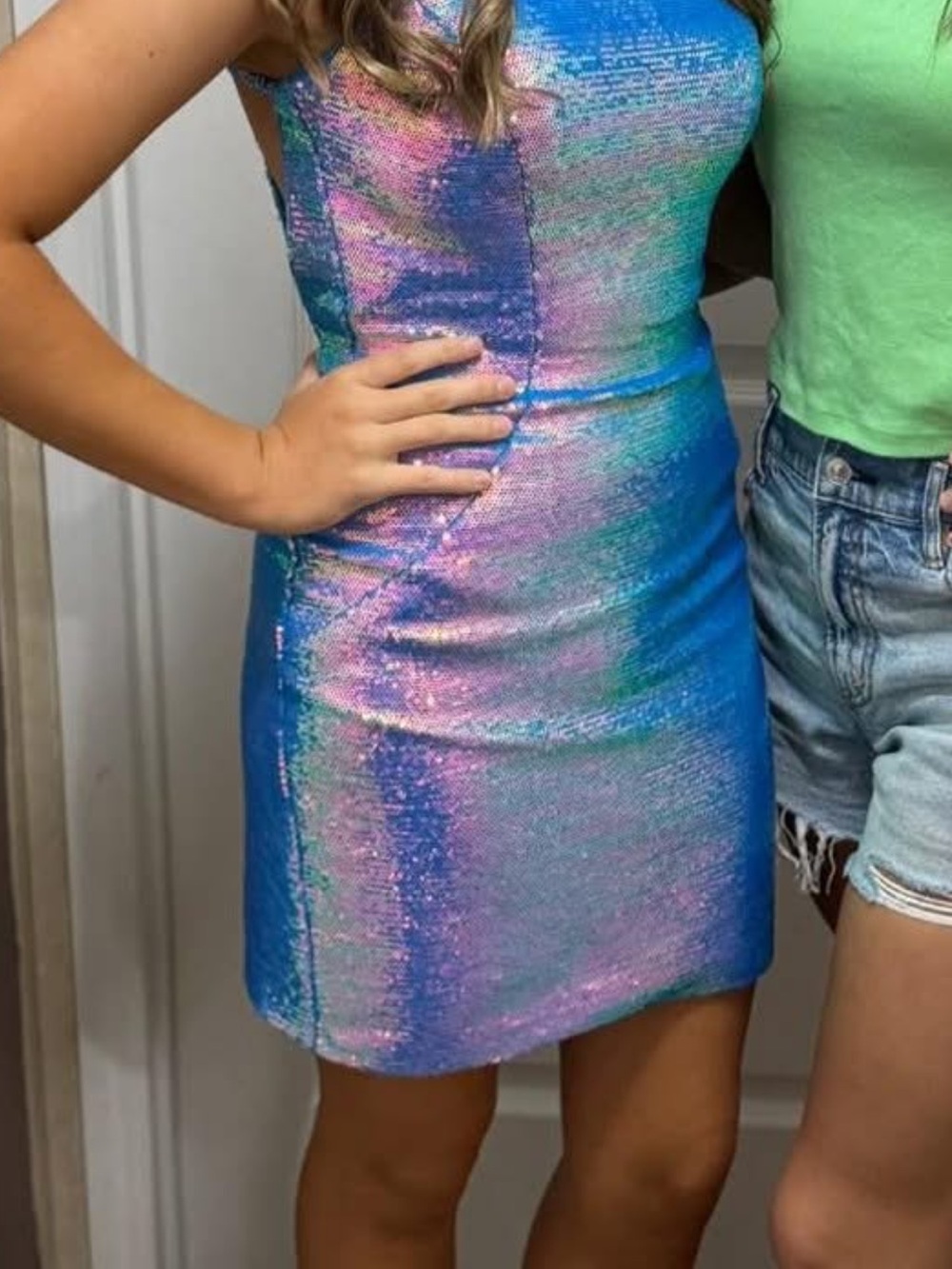 Iridescent Blue-Pink Mini Dress - Women's hoco Dress